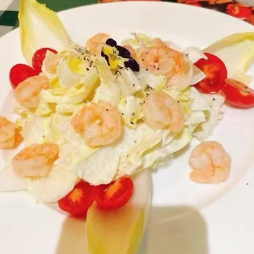 Belgian Endive Salad And Pink Shrimps